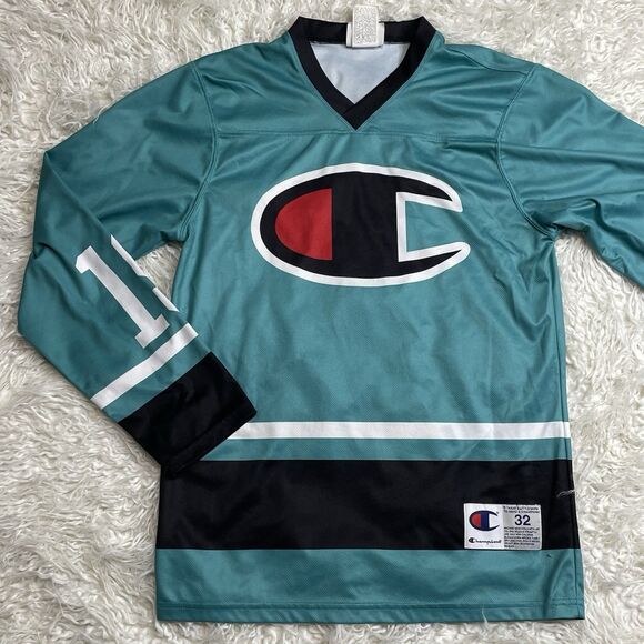 Champion Long Sleeve Hockey Jersey #19 Teal Men’s Sz  XS 32 - Picture 1 of 5
